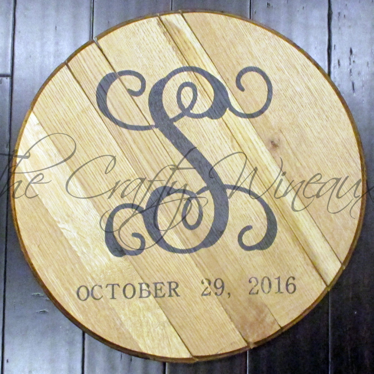 Free Shipping! Custom Monogramed And Date Bourbon Barrel Head, Bourbon 