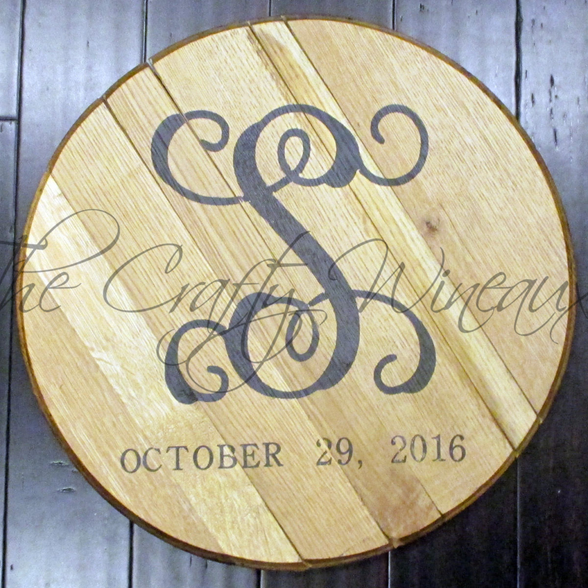 Custom Name and Date Bourbon Barrel Head, Bourbon Barrel Top, Wedding ...