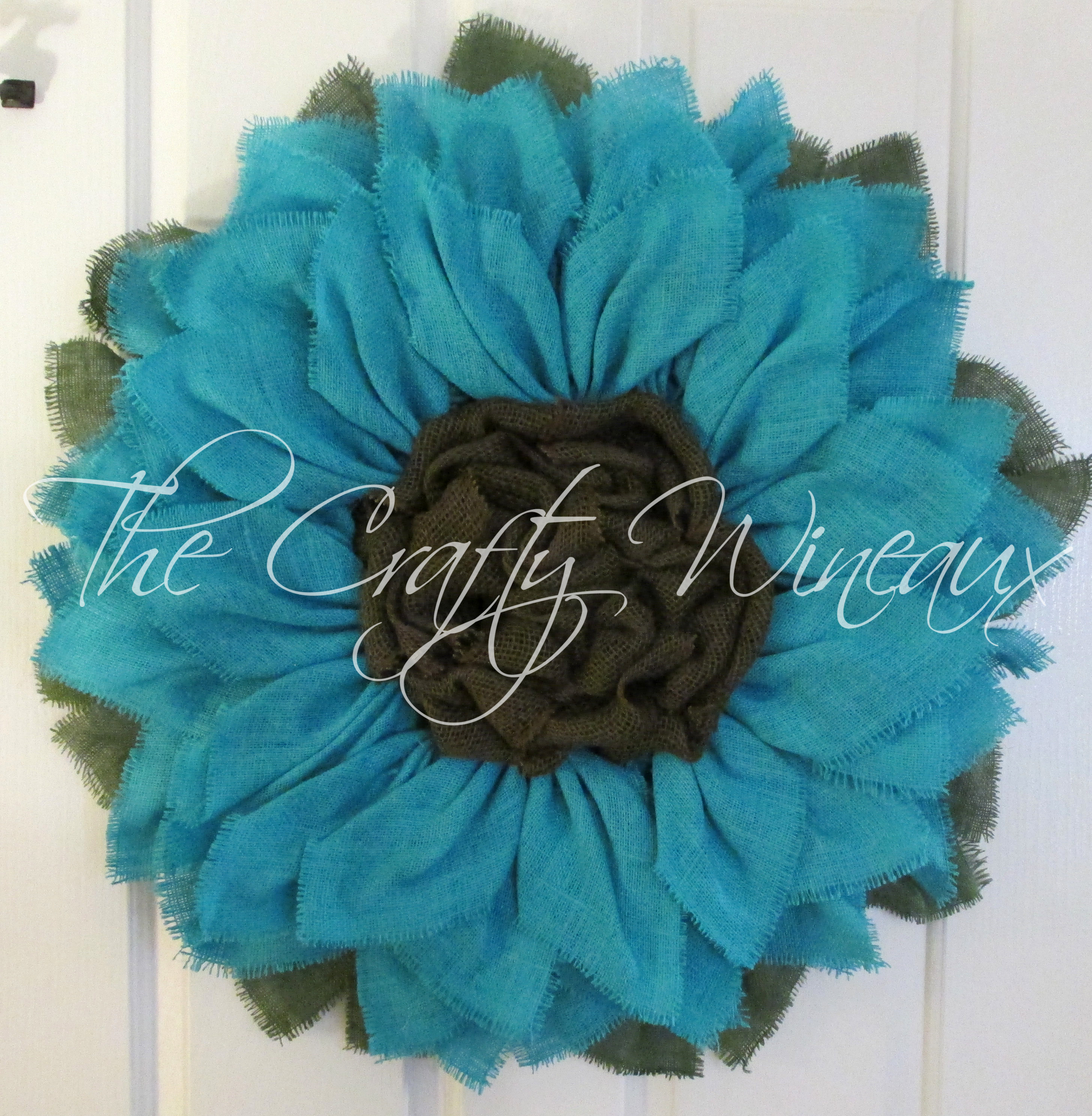 Extra Large 30 Natural Tan Burlap Sunflower Wreath by The Crafty Wineaux™ 