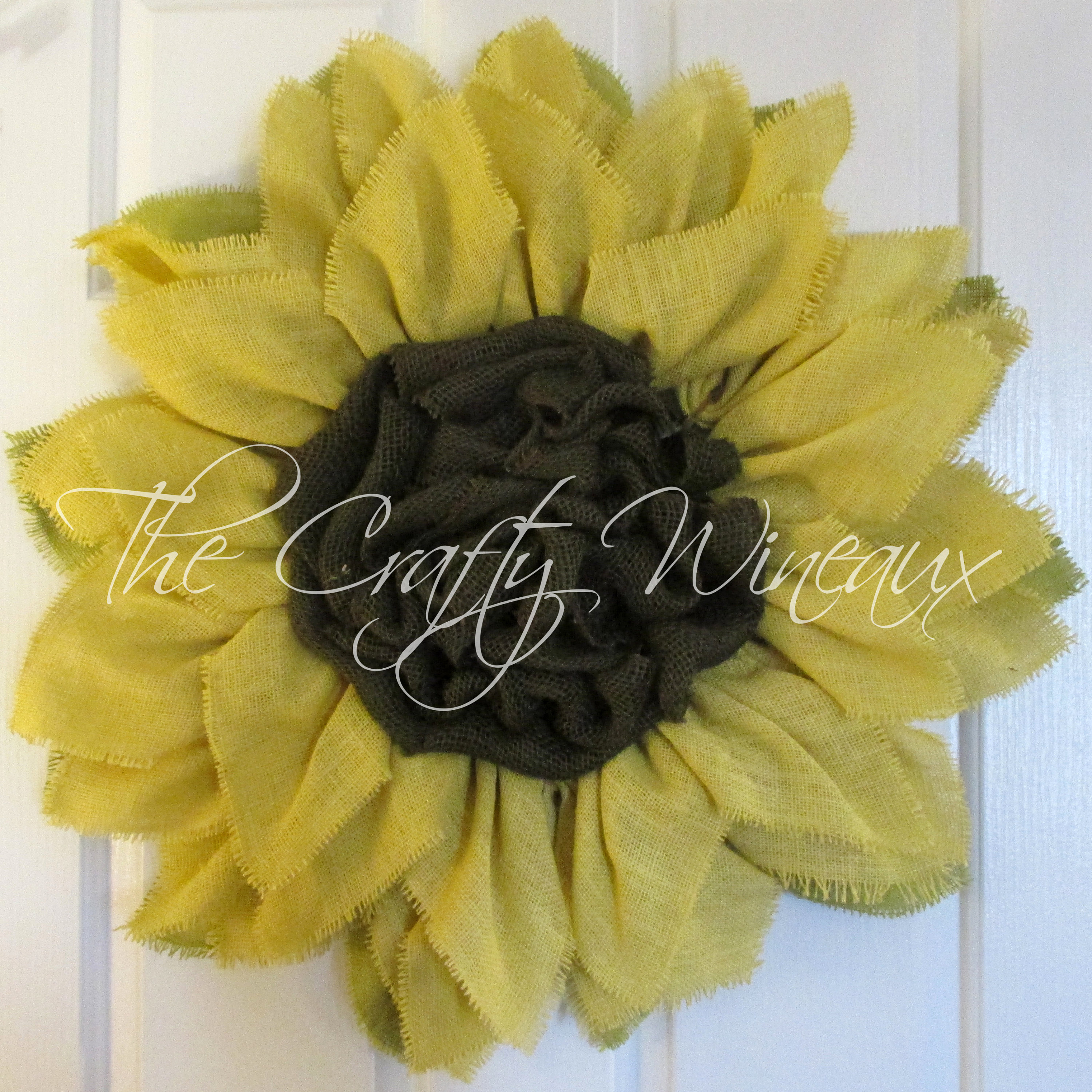 Bright Yellow Burlap Sunflower Wreath by The Crafty Wineaux™ 